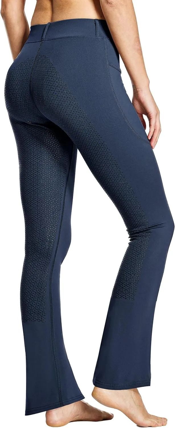 FitsT4 Sports Women's Full Seat Horse Riding Pants Bootcut Riding Tights with Pockets Equestrian Breeches for Women