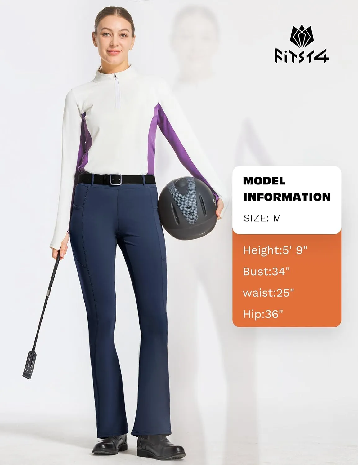 FitsT4 Sports Women's Full Seat Horse Riding Pants Bootcut Riding Tights with Pockets Equestrian Breeches for Women