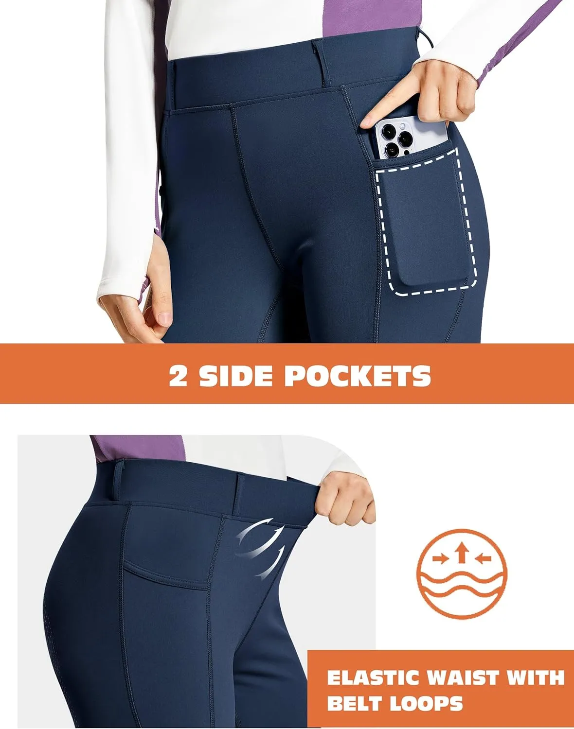 FitsT4 Sports Women's Full Seat Horse Riding Pants Bootcut Riding Tights with Pockets Equestrian Breeches for Women