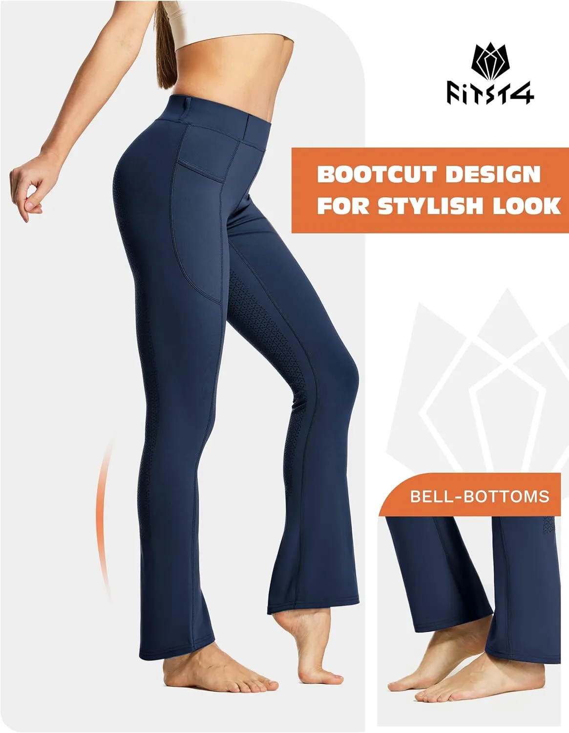 FitsT4 Sports Women's Full Seat Horse Riding Pants Bootcut Riding Tights with Pockets Equestrian Breeches for Women