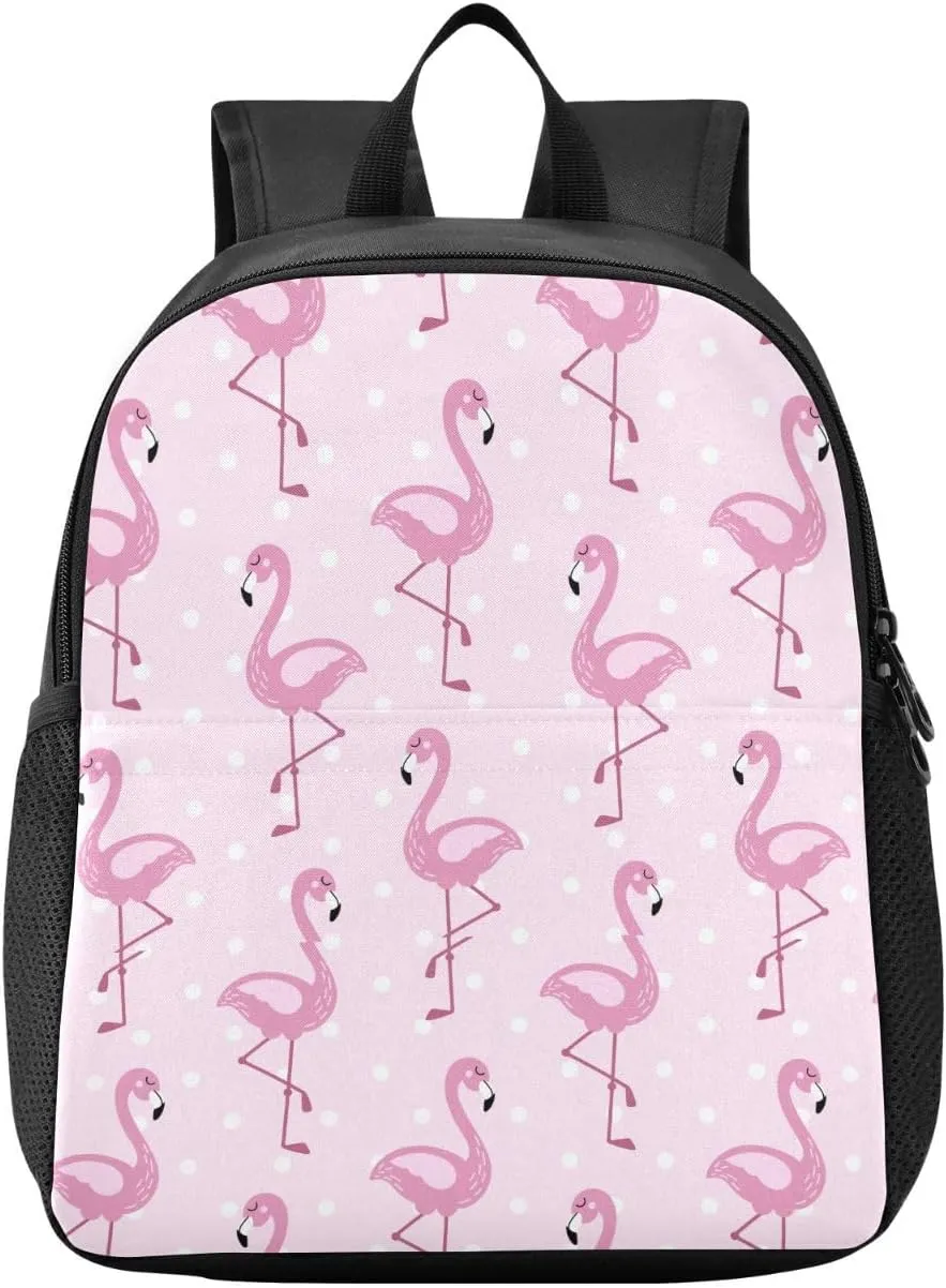 Flamingo Dots Toddler Backpack for Boys Girls 3-6 Mini Backpacks for Elementary Lightweight Kids Bookbag for Preschool Kindergarten for School