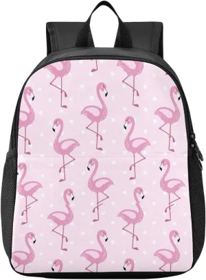 Flamingo Dots Toddler Backpack for Boys Girls 3-6 Mini Backpacks for Elementary Lightweight Kids Bookbag for Preschool Kindergarten for School
