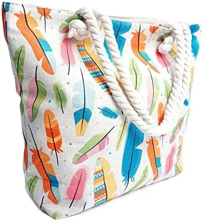 Forest & Twelfth Beach Bag XL Tote With Zipper, Perfect for Pool, Weekend Trip, Travel, Gym, Shopping, Grocery