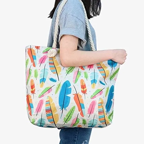Forest & Twelfth Beach Bag XL Tote With Zipper, Perfect for Pool, Weekend Trip, Travel, Gym, Shopping, Grocery