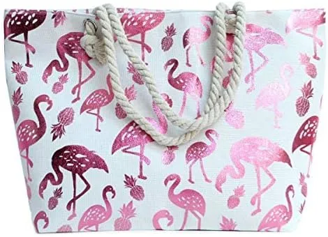 Forest & Twelfth Beach Bag XL Tote With Zipper, Perfect for Pool, Weekend Trip, Travel, Gym, Shopping, Grocery