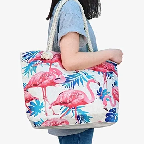 Forest & Twelfth Beach Bag XL Tote With Zipper, Perfect for Pool, Weekend Trip, Travel, Gym, Shopping, Grocery