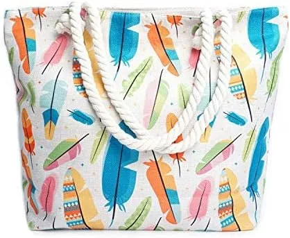 Forest & Twelfth Beach Bag XL Tote With Zipper, Perfect for Pool, Weekend Trip, Travel, Gym, Shopping, Grocery