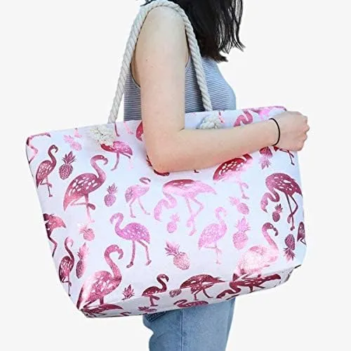 Forest & Twelfth Beach Bag XL Tote With Zipper, Perfect for Pool, Weekend Trip, Travel, Gym, Shopping, Grocery