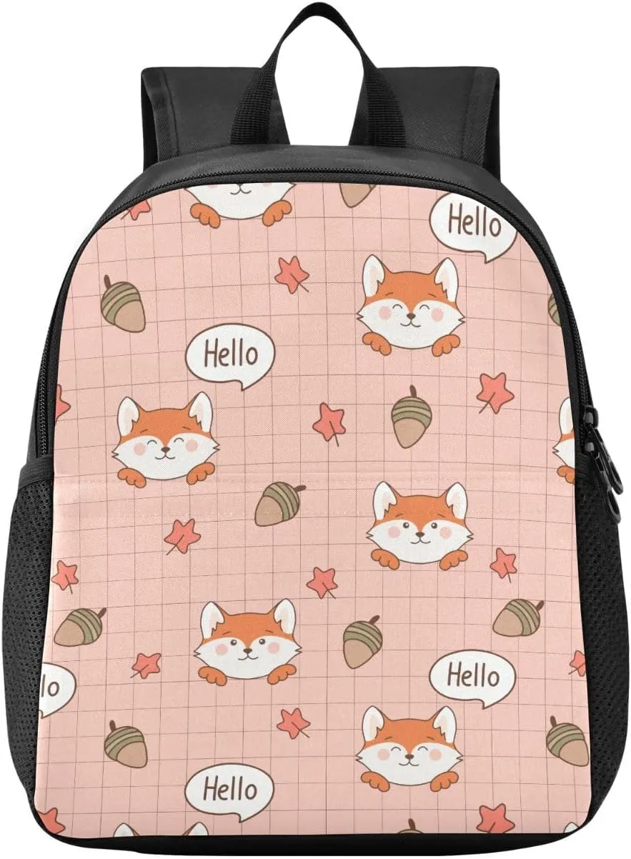 Foxes Plaid Toddler Backpack for Boys Girls 3-6 Mini Backpacks for Elementary Lightweight Kids Bookbag for Preschool Kindergarten for Travel School