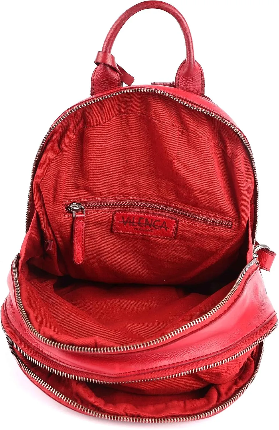 Genuine Leather Backpack for Men, Casual Backpack for Women Office Bag with Adjustable Shoulder Strap (VL-054-RED)