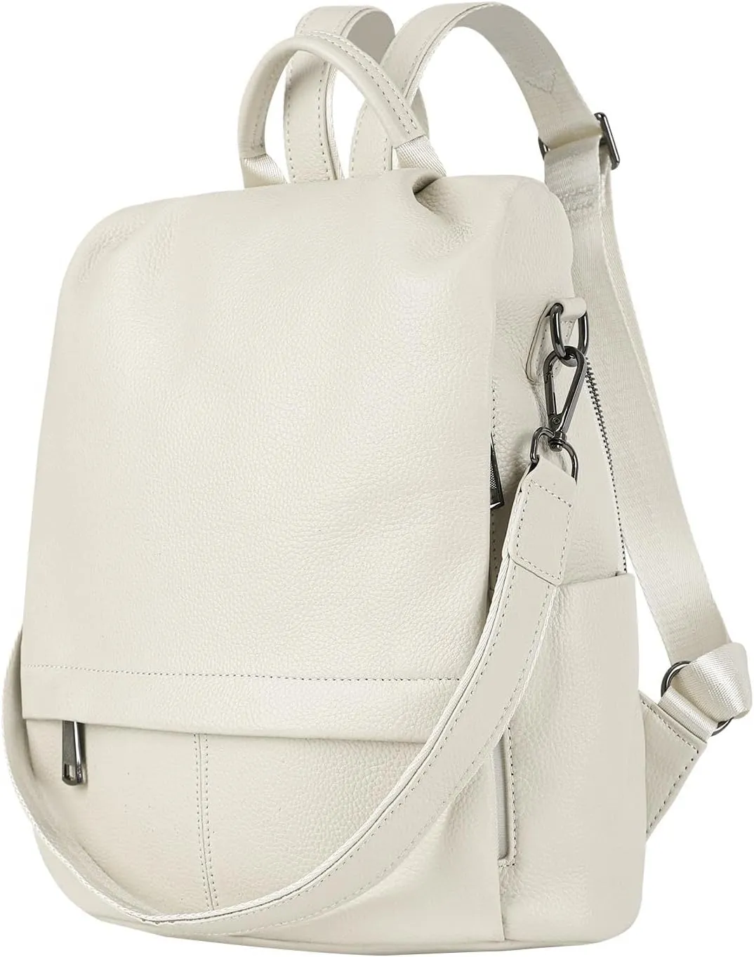Genuine Leather Backpack Purse For Women Antitheft Real Soft Rucksack Fashion Designer Convertible Ladies Shoulder Bag Beige