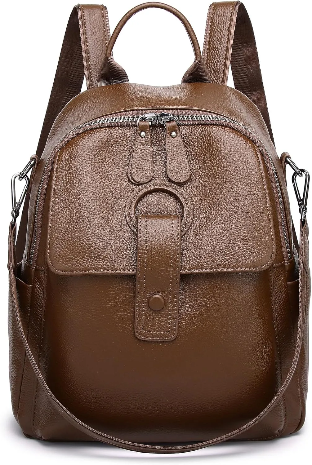 Genuine Leather Backpack Purse For Women Brown Real Soft Leather Travel Convertible Ladies Shoulder Bag