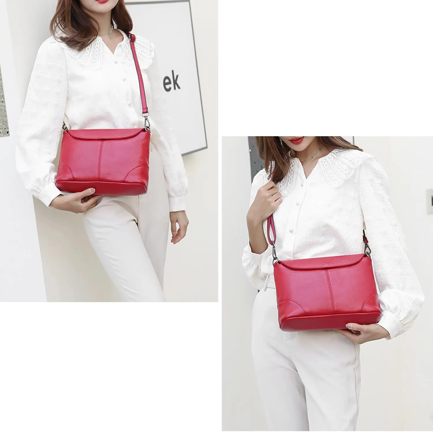 Genuine Leather Crossbody Bags for Women Medium Shoulder Purses Clutch Purses