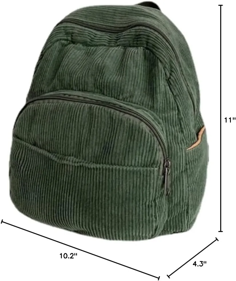 GGOOB Small Backpack Purse for Women Cute Mini Backpack Purse Aesthetic Backpack Tiny Corduroy Backpack Mini Bookbag Purse