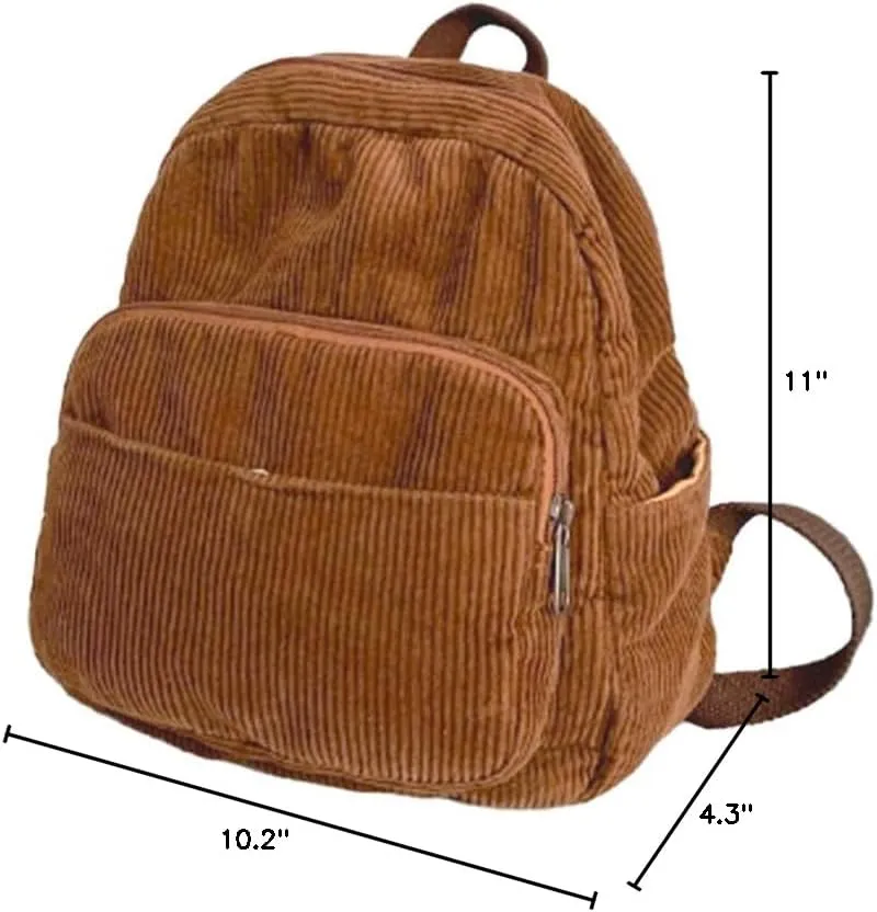 GGOOB Small Backpack Purse for Women - Cute Mini Corduroy Bookbag - Aesthetic Tiny Backpack