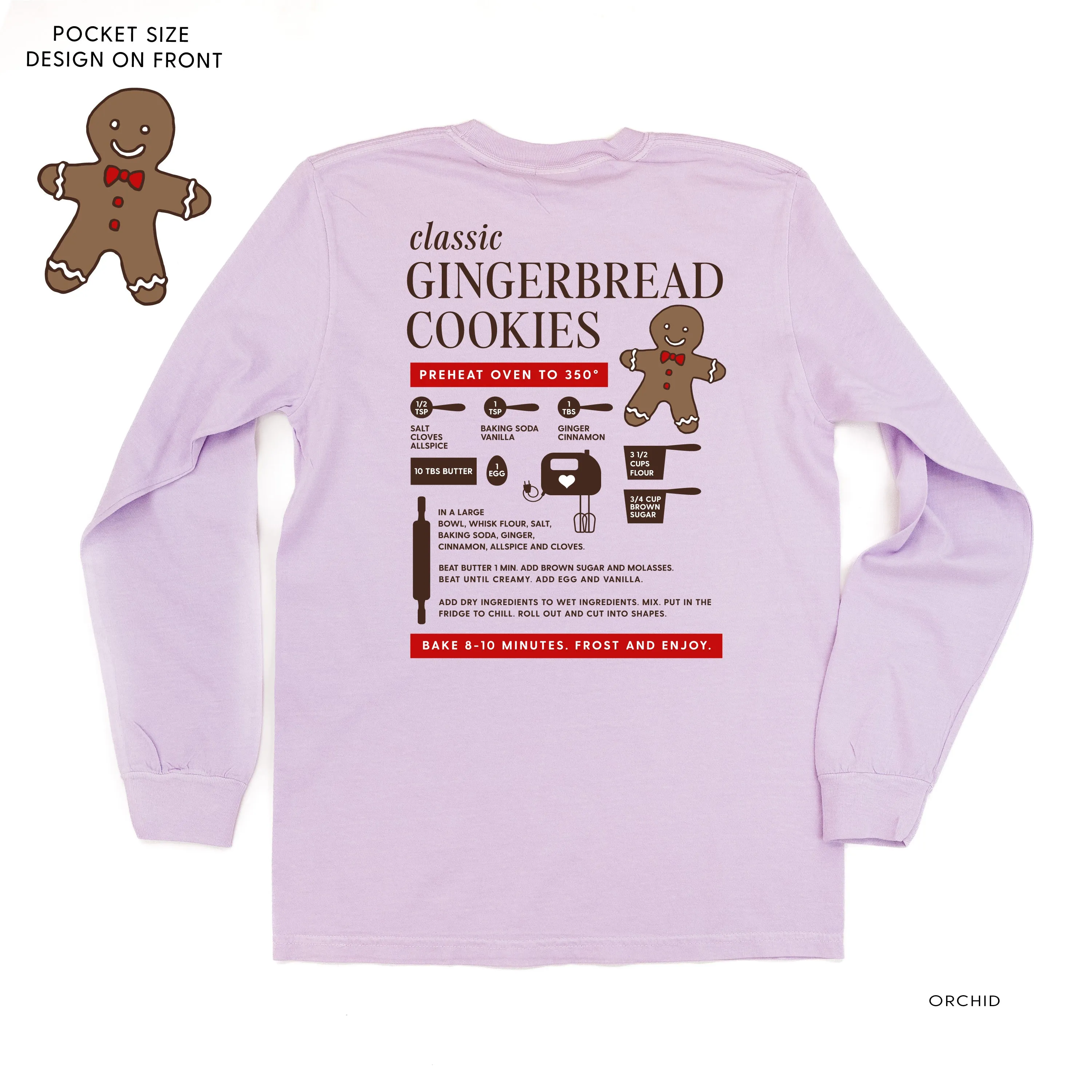 Gingerbread Cookie Recipe (pf&b) - LONG SLEEVE Comfort Colors Tee