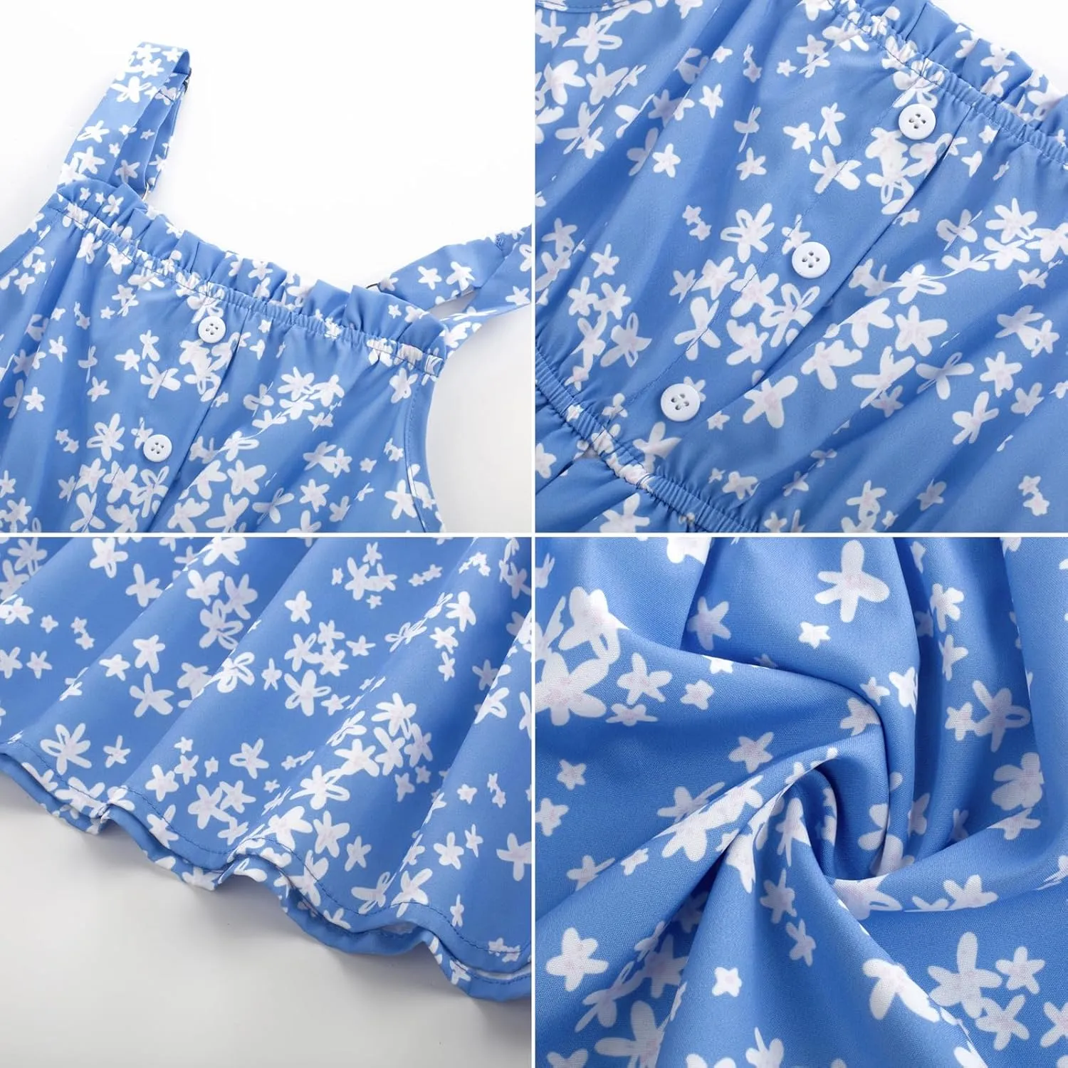 GRACE KARIN Girls Summer Floral Dress Sleeveless Double Layer Hem Sundress Holiday Casual Dress 6-12Y