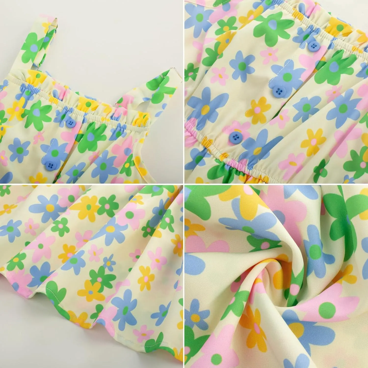 GRACE KARIN Girls Summer Floral Dress Sleeveless Double Layer Hem Sundress Holiday Casual Dress 6-12Y