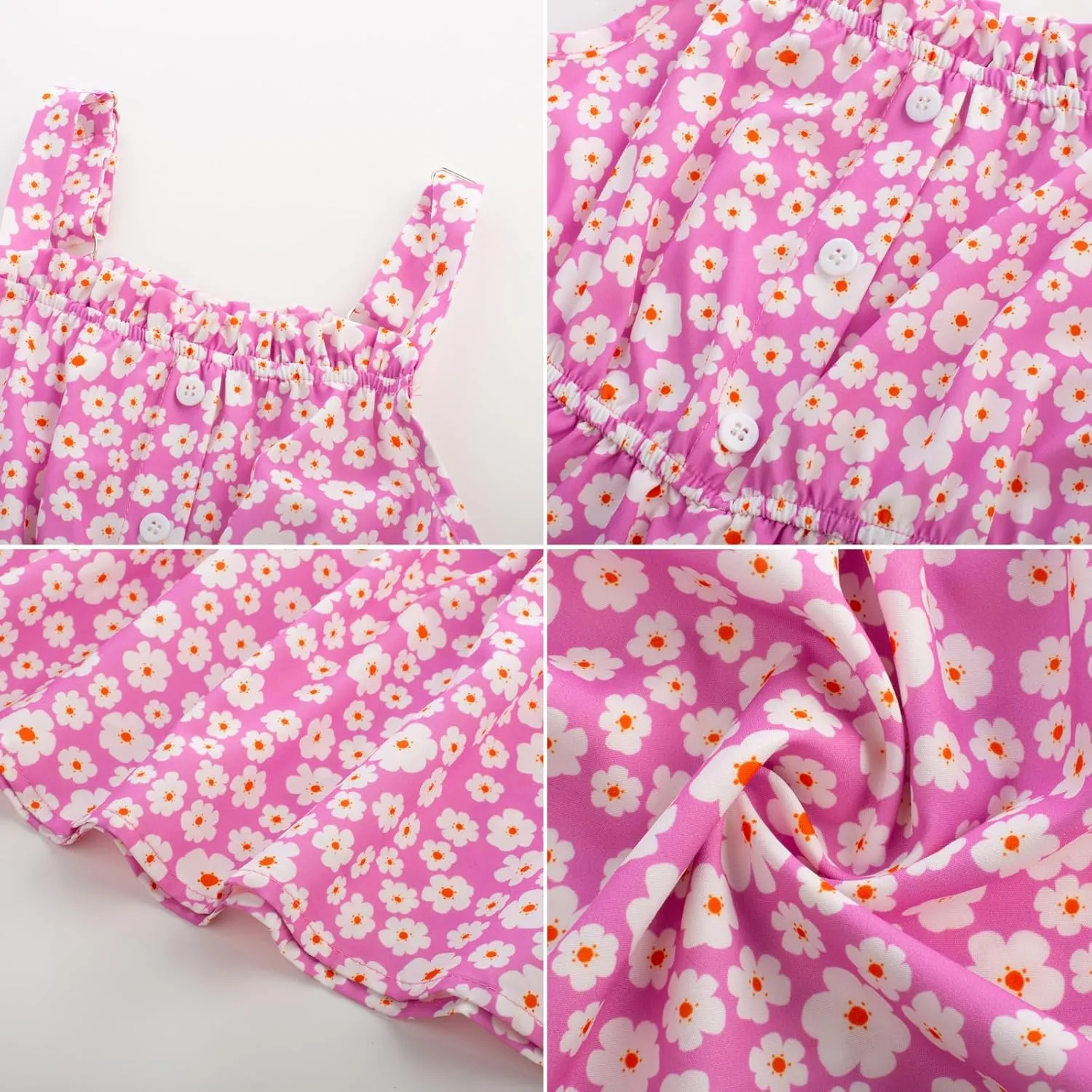 GRACE KARIN Girls Summer Floral Dress Sleeveless Double Layer Hem Sundress Holiday Casual Dress 6-12Y