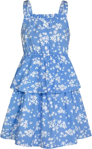 GRACE KARIN Girls Summer Floral Dress Sleeveless Double Layer Hem Sundress Holiday Casual Dress 6-12Y