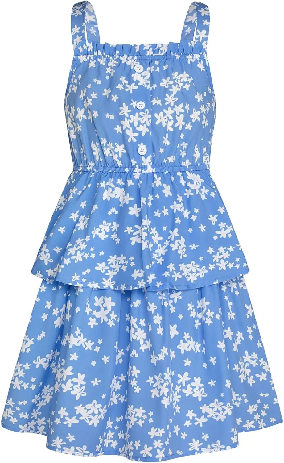GRACE KARIN Girls Summer Floral Dress Sleeveless Double Layer Hem Sundress Holiday Casual Dress 6-12Y