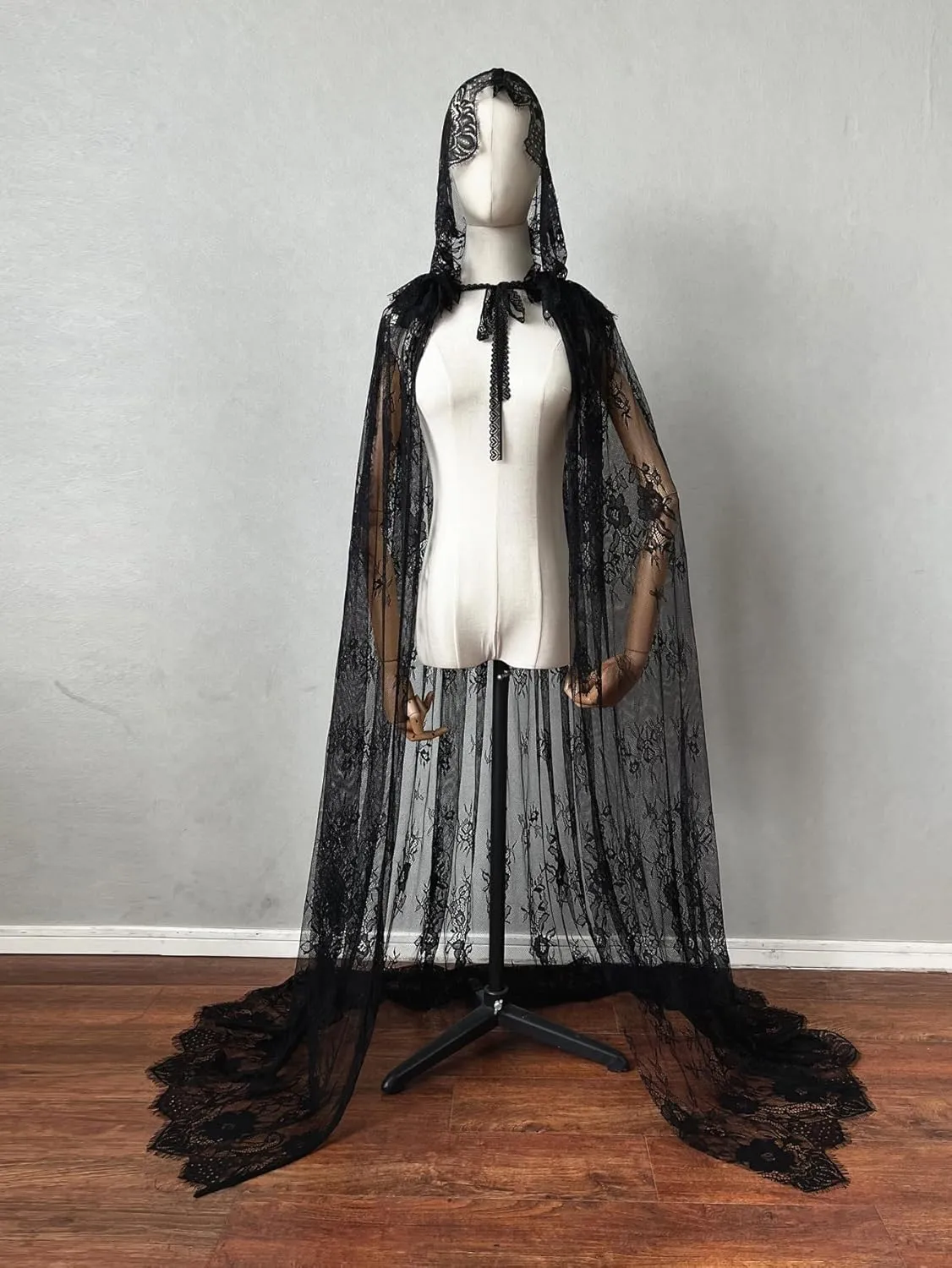 Halloween Cloak with Hood Unisex Adult Lace Cape Christmas Costums