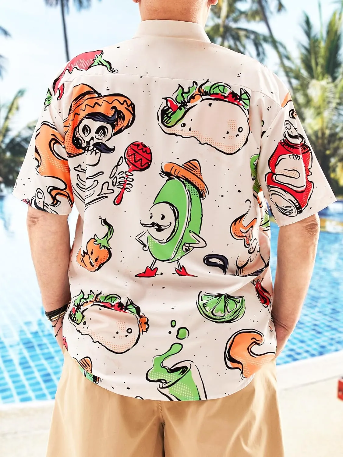Hardaddy Men's Hawaiian Shirt Short Sleeve Funny Printed Casual Button Down Aloha Shirts