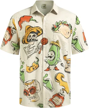 Hardaddy Men's Hawaiian Shirt Short Sleeve Funny Printed Casual Button Down Aloha Shirts