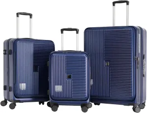 Hardshell Luggage Sets 3 Piece With Dual Spinner Wheel,Travel Carry-on Luggage with Laptop Compartment,20/24/28-inch Suitcases,TSA Approved Expandable Lightweight Suitcases Sets, Blue