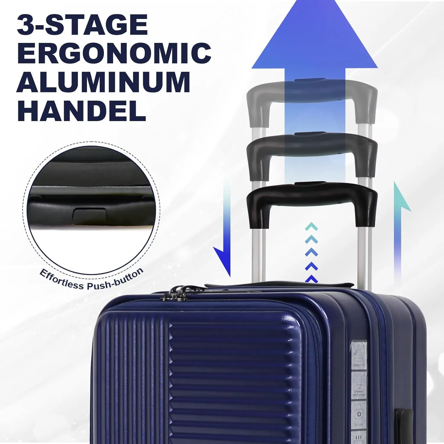 Hardshell Luggage Sets 3 Piece With Dual Spinner Wheel,Travel Carry-on Luggage with Laptop Compartment,20/24/28-inch Suitcases,TSA Approved Expandable Lightweight Suitcases Sets, Blue