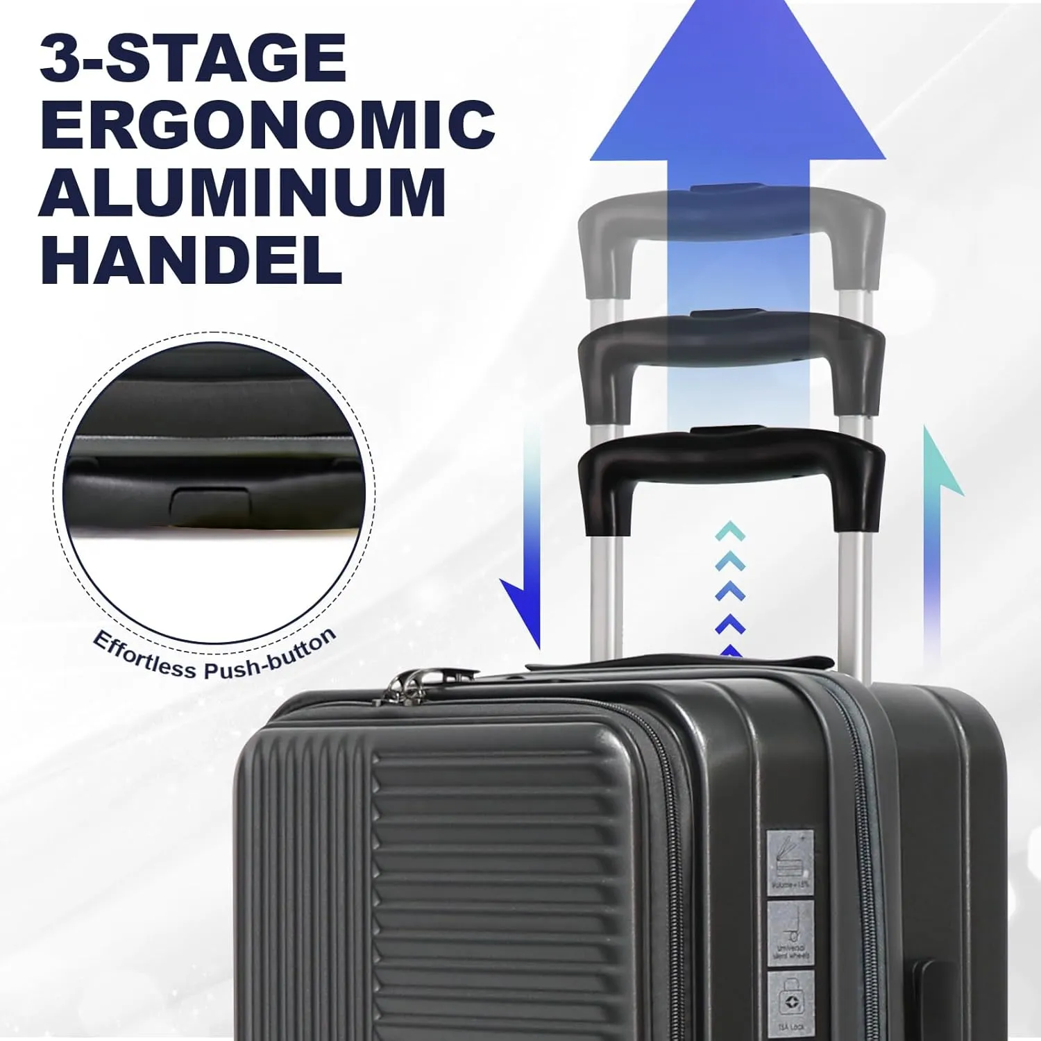 Hardshell Luggage Sets 3 Piece With Dual Spinner Wheel,Travel Carry-on Luggage with Laptop Compartment,20/24/28-inch Suitcases,TSA Approved Expandable Lightweight Suitcases Sets, Grey