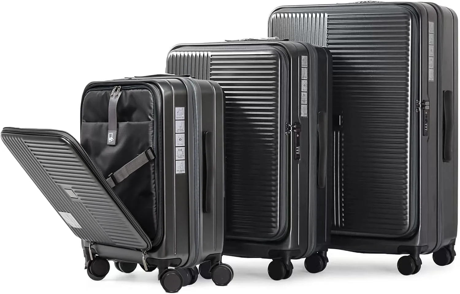 Hardshell Luggage Sets 3 Piece With Dual Spinner Wheel,Travel Carry-on Luggage with Laptop Compartment,20/24/28-inch Suitcases,TSA Approved Expandable Lightweight Suitcases Sets, Grey