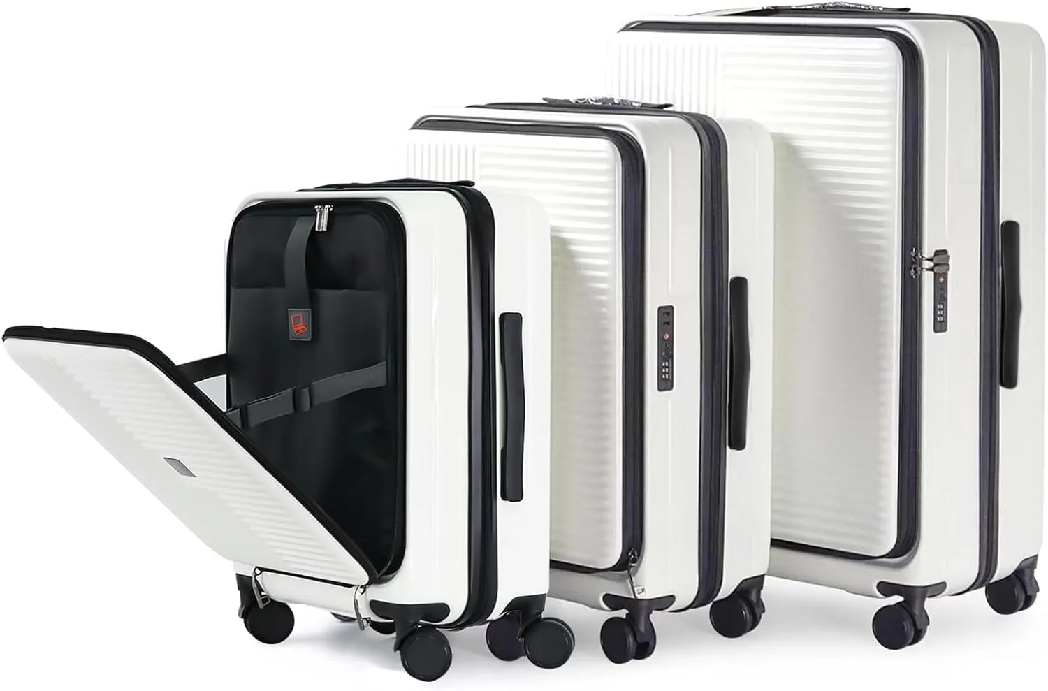 Hardshell Luggage Sets 3 Piece With Dual Spinner Wheel,Travel Carry-on Luggage with Laptop Compartment,20/24/28-inch Suitcases,TSA Approved Expandable Lightweight Suitcases Sets, White