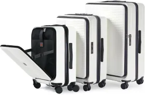 Hardshell Luggage Sets 3 Piece With Dual Spinner Wheel,Travel Carry-on Luggage with Laptop Compartment,20/24/28-inch Suitcases,TSA Approved Expandable Lightweight Suitcases Sets, White