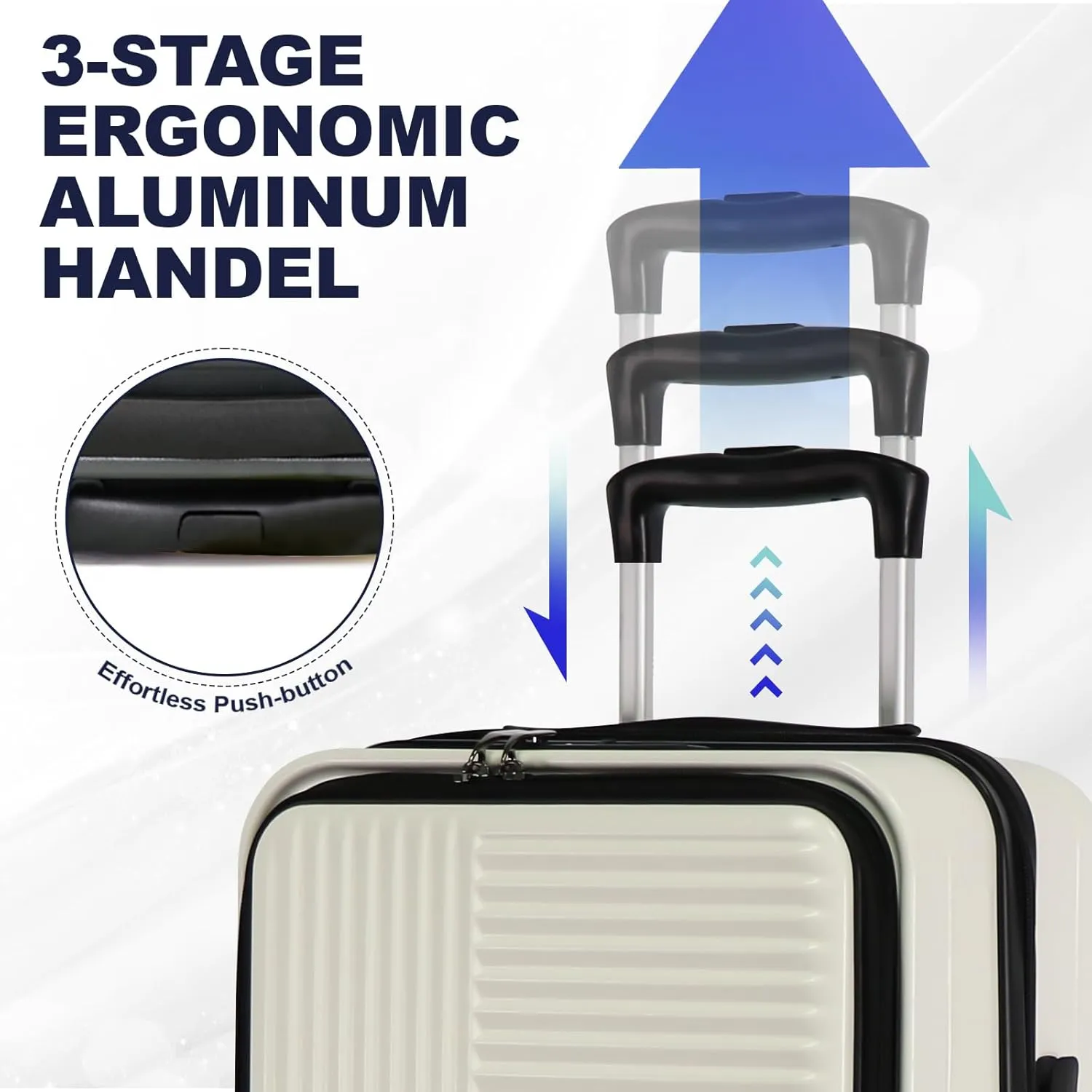 Hardshell Luggage Sets 3 Piece With Dual Spinner Wheel,Travel Carry-on Luggage with Laptop Compartment,20/24/28-inch Suitcases,TSA Approved Expandable Lightweight Suitcases Sets, White