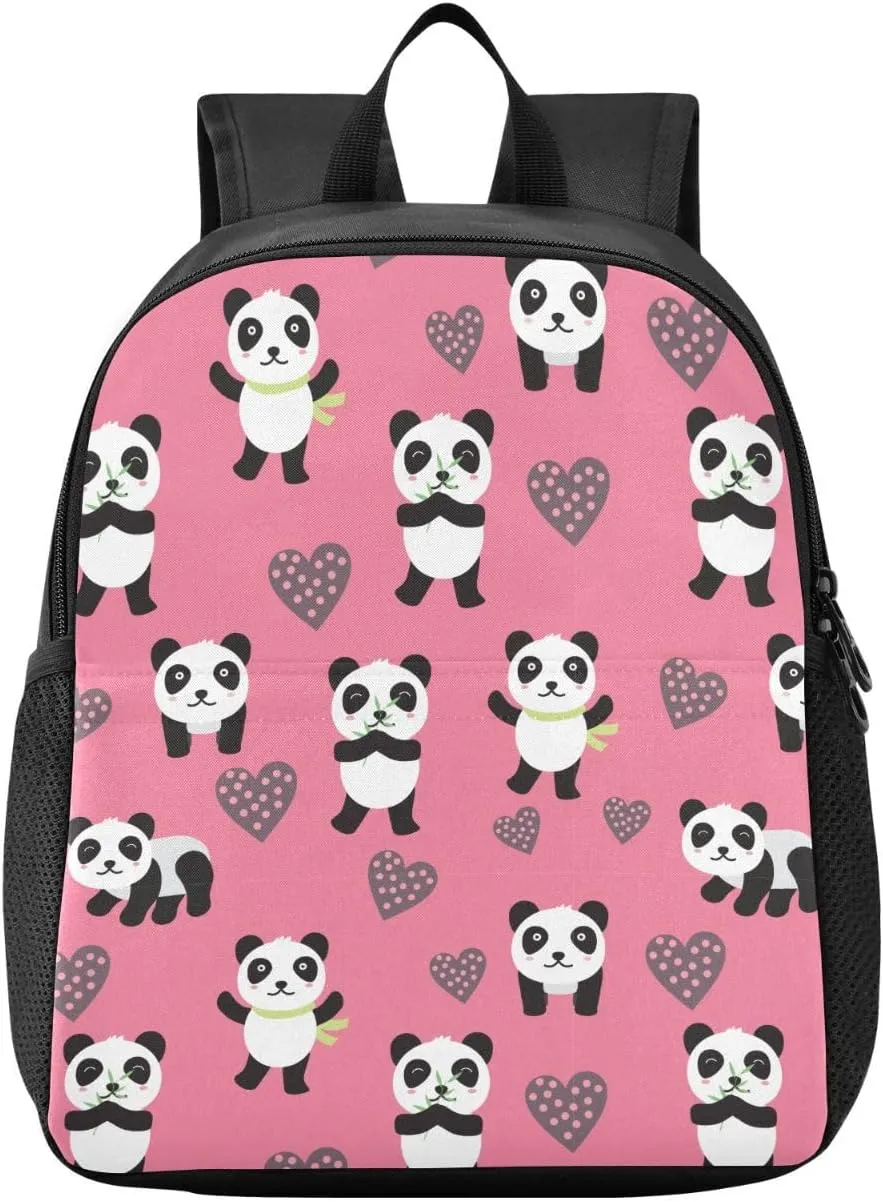 Heart Dots Panda Toddler Backpack for Boys Girls 3-6 Mini Backpacks for Elementary Lightweight Kids Bookbag for Preschool Kindergarten for Travel School