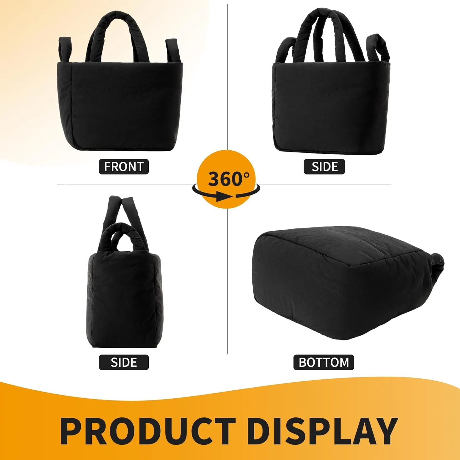 Herald Soft Puffer Tote Bag for Women, Lightweight Puffy Shoulder Purse Satchel Top-Handle Handbag with Adjustable Strap