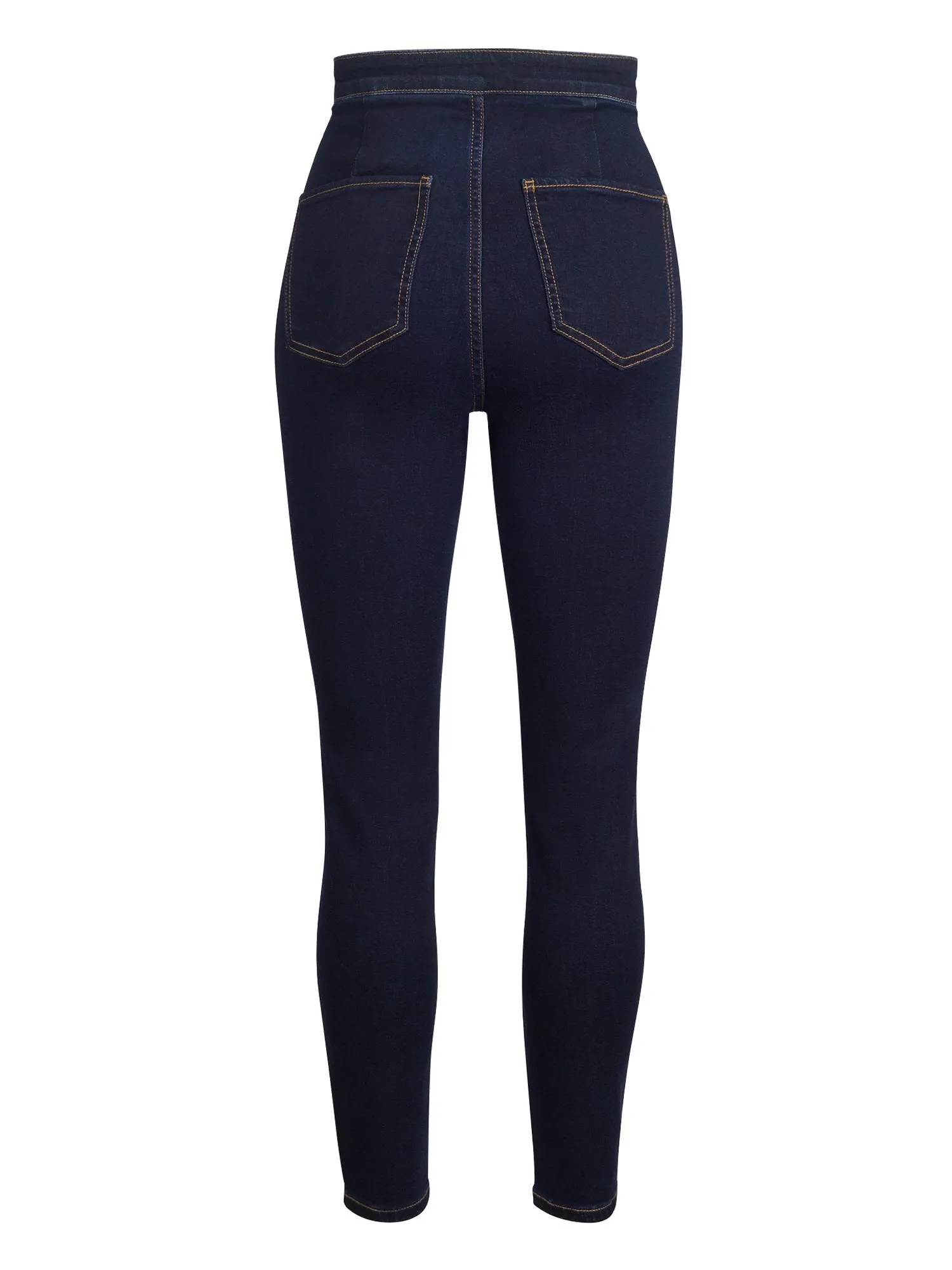 High-Waisted Skinny Jeans - Dark Blue