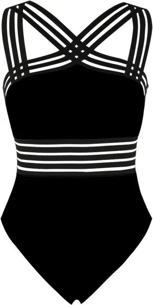 Hilor Women's One Piece Swimsuits Slimming High Waisted Bathing Suits Front Crossover Swimwear Monokinis