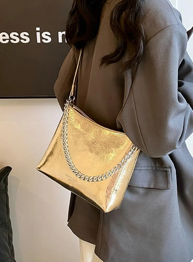 Hobo Bags for Women Shiny Faux Leather Tote Bag Purse Slouchy Shoulder Bag Trendy Satchel handbag