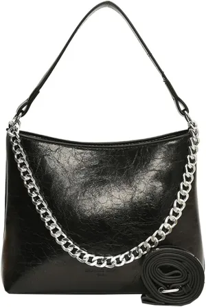 Hobo Bags for Women Shiny Faux Leather Tote Bag Purse Slouchy Shoulder Bag Trendy Satchel handbag
