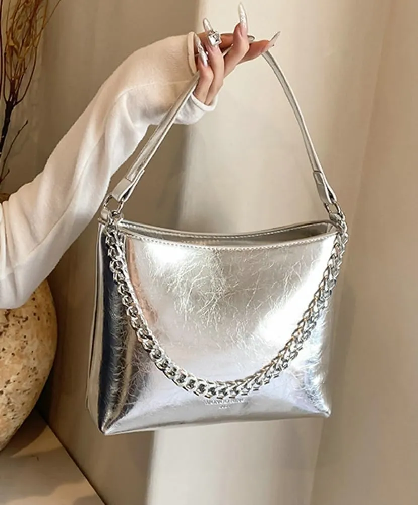 Hobo Bags for Women Shiny Faux Leather Tote Bag Purse Slouchy Shoulder Bag Trendy Satchel handbag