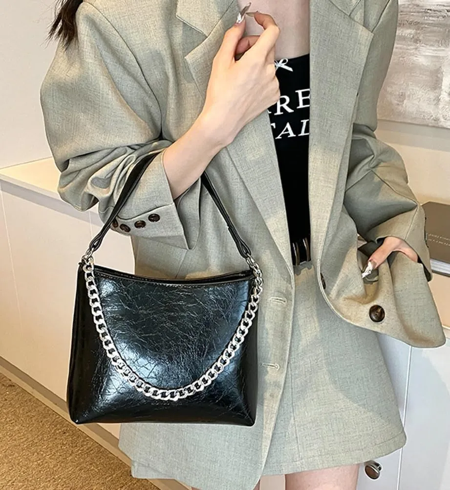 Hobo Bags for Women Shiny Faux Leather Tote Bag Purse Slouchy Shoulder Bag Trendy Satchel handbag