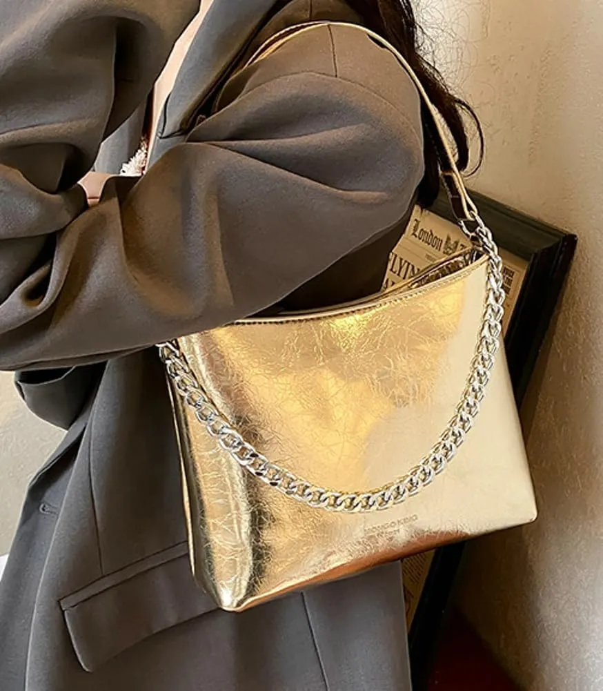Hobo Bags for Women Shiny Faux Leather Tote Bag Purse Slouchy Shoulder Bag Trendy Satchel handbag