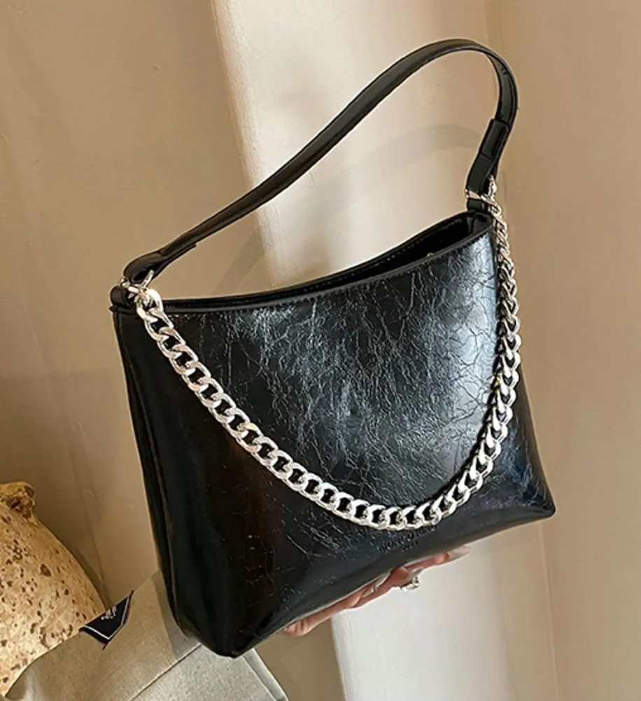 Hobo Bags for Women Shiny Faux Leather Tote Bag Purse Slouchy Shoulder Bag Trendy Satchel handbag