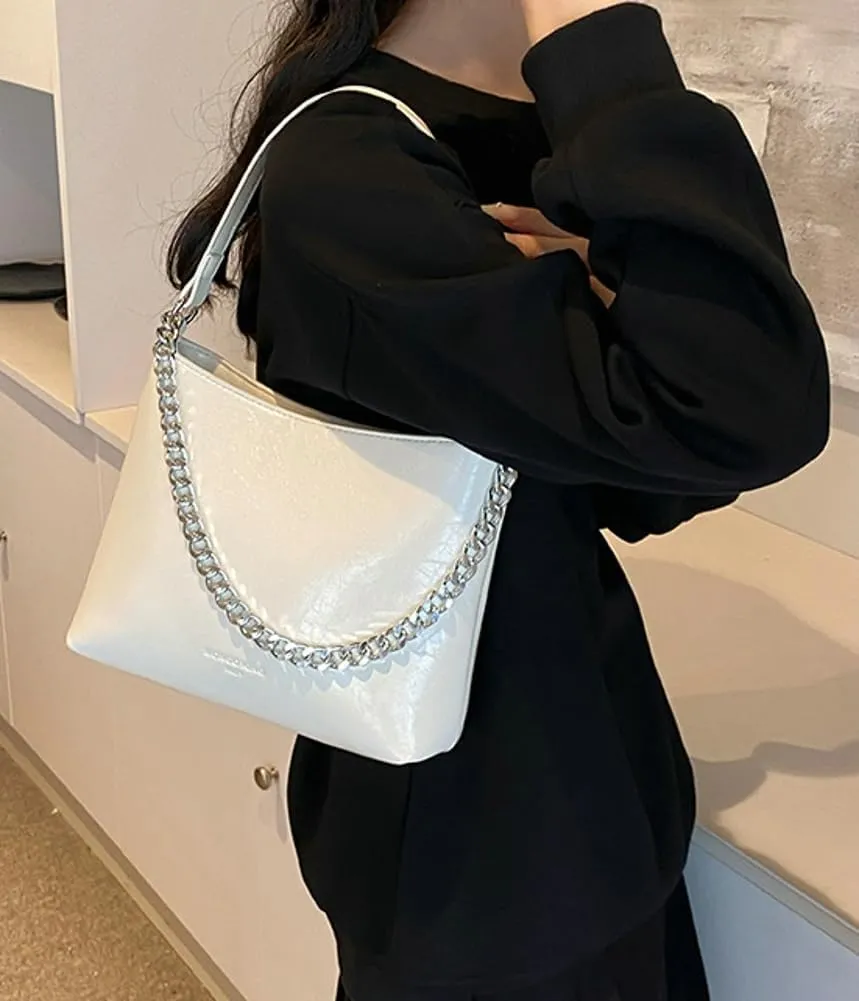 Hobo Bags for Women Shiny Faux Leather Tote Bag Purse Slouchy Shoulder Bag Trendy Satchel handbag