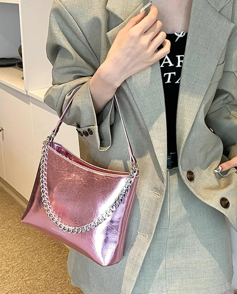 Hobo Bags for Women Shiny Faux Leather Tote Bag Purse Slouchy Shoulder Bag Trendy Satchel handbag