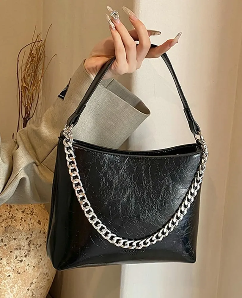 Hobo Bags for Women Shiny Faux Leather Tote Bag Purse Slouchy Shoulder Bag Trendy Satchel handbag