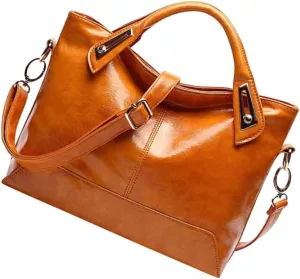 Homoyoyo Leather Crossbody Bag for Women Vintage Wax Shoulder Bag Large Compartment Purses for Women Smooth Lining