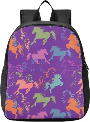 Horse Colorful Toddler Backpack for Boys Girls 3-6 Mini Backpacks for Elementary Lightweight Kids Bookbag for Preschool Kindergarten for School